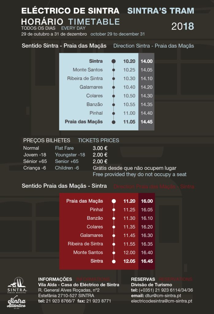 Sintra Tram Time Table Winter 2018