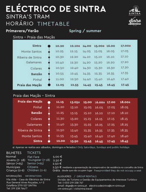 Sintra Tram Time Table 